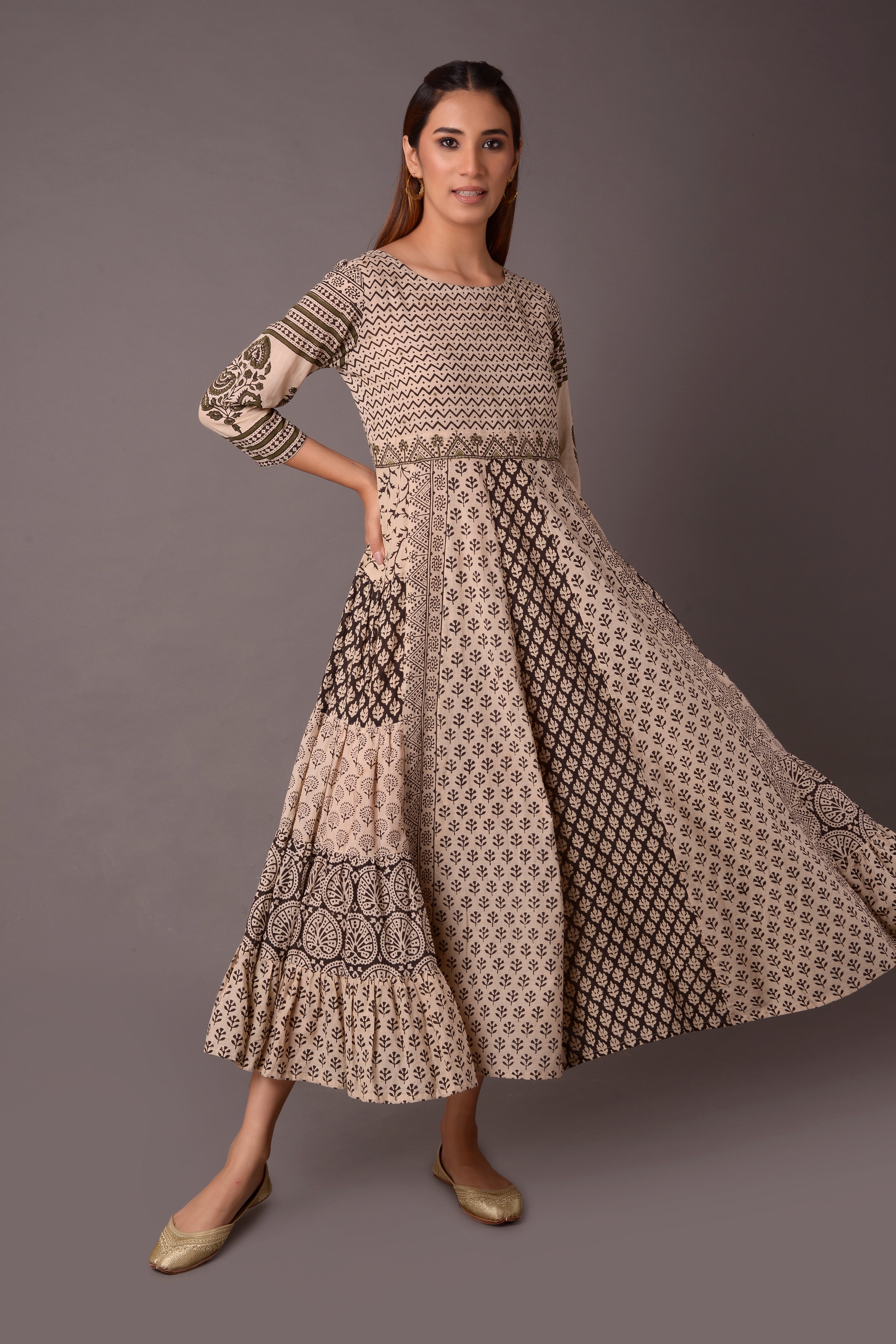 COTTON BLOCK PRINT DRESS