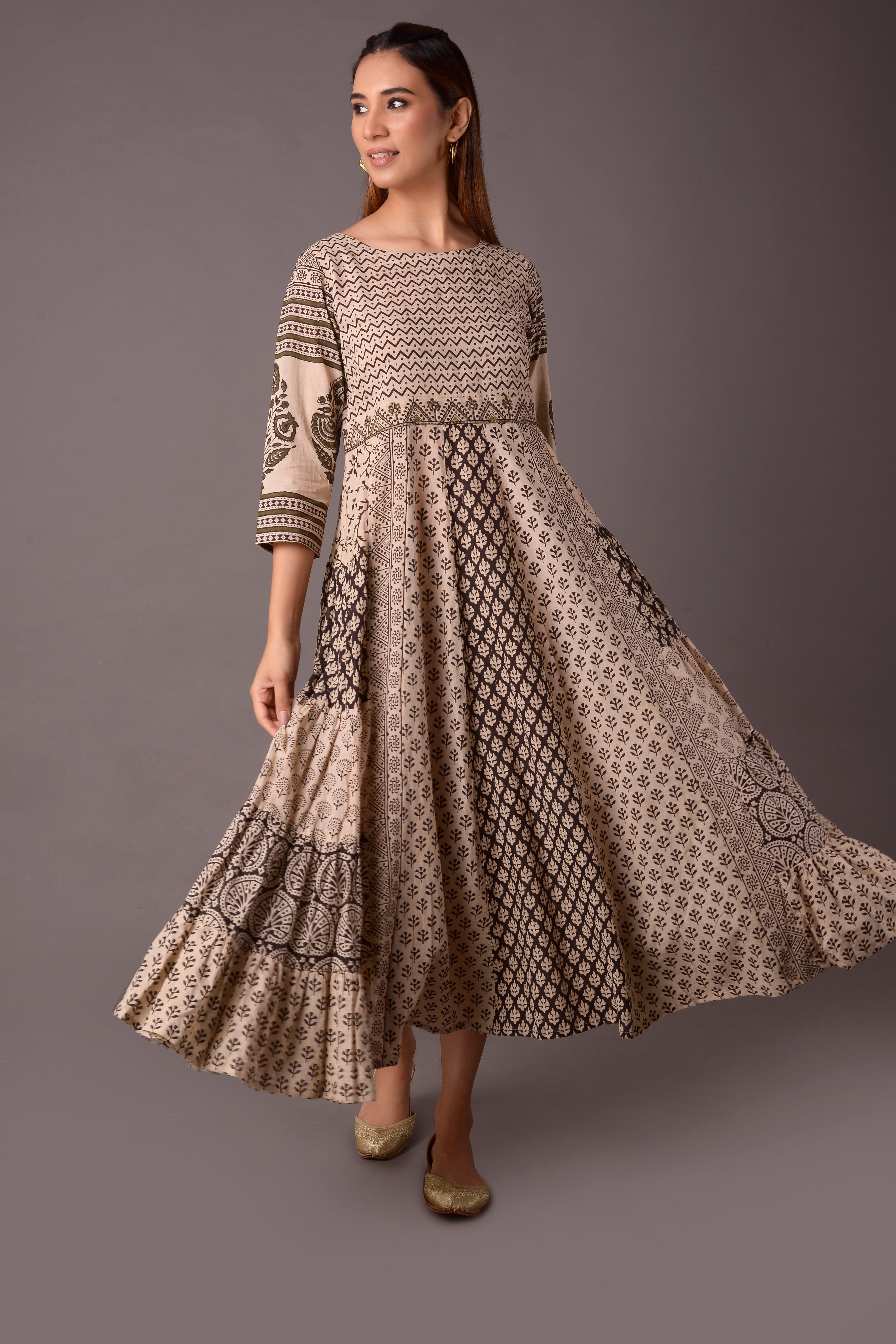 COTTON BLOCK PRINT DRESS