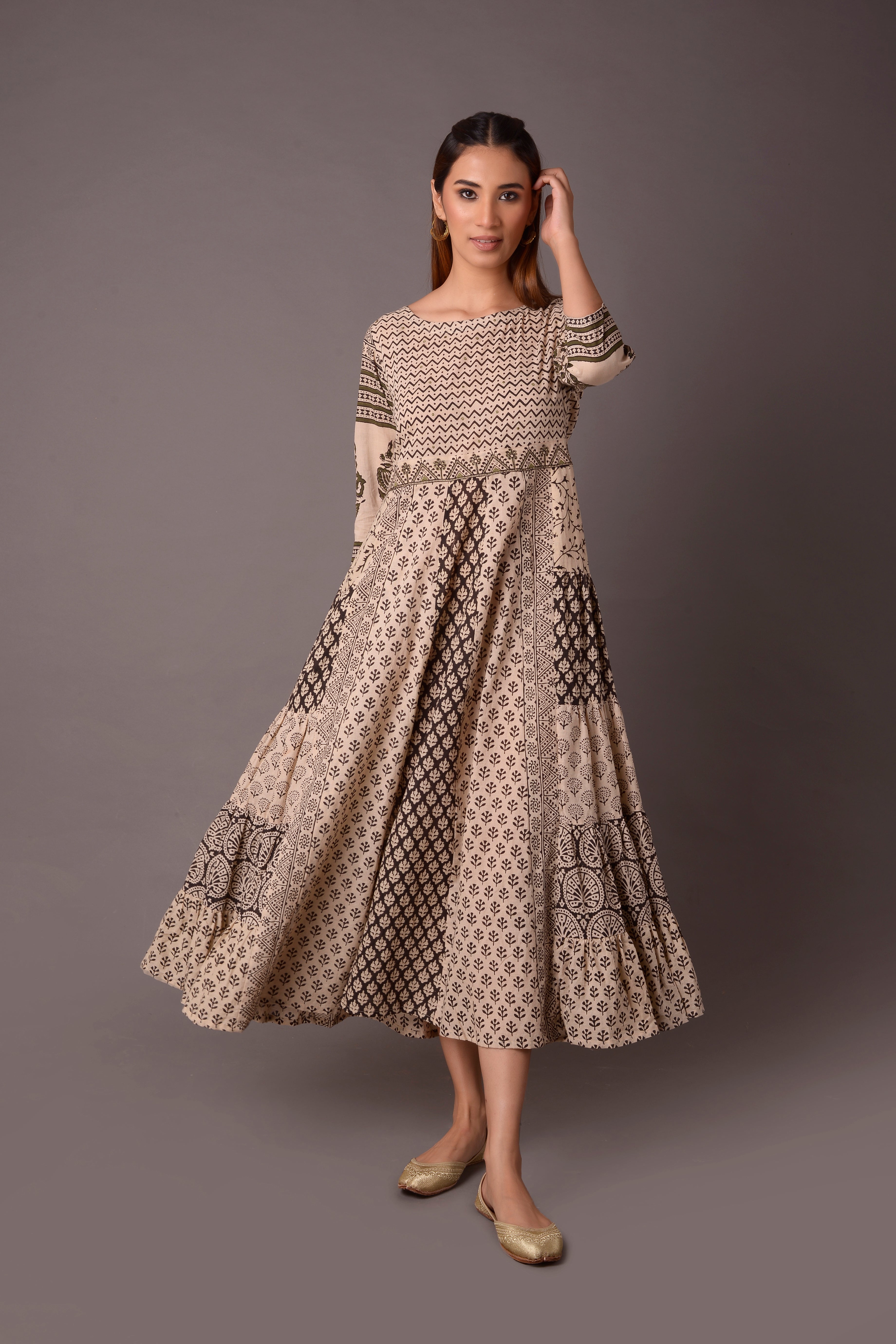 COTTON BLOCK PRINT DRESS