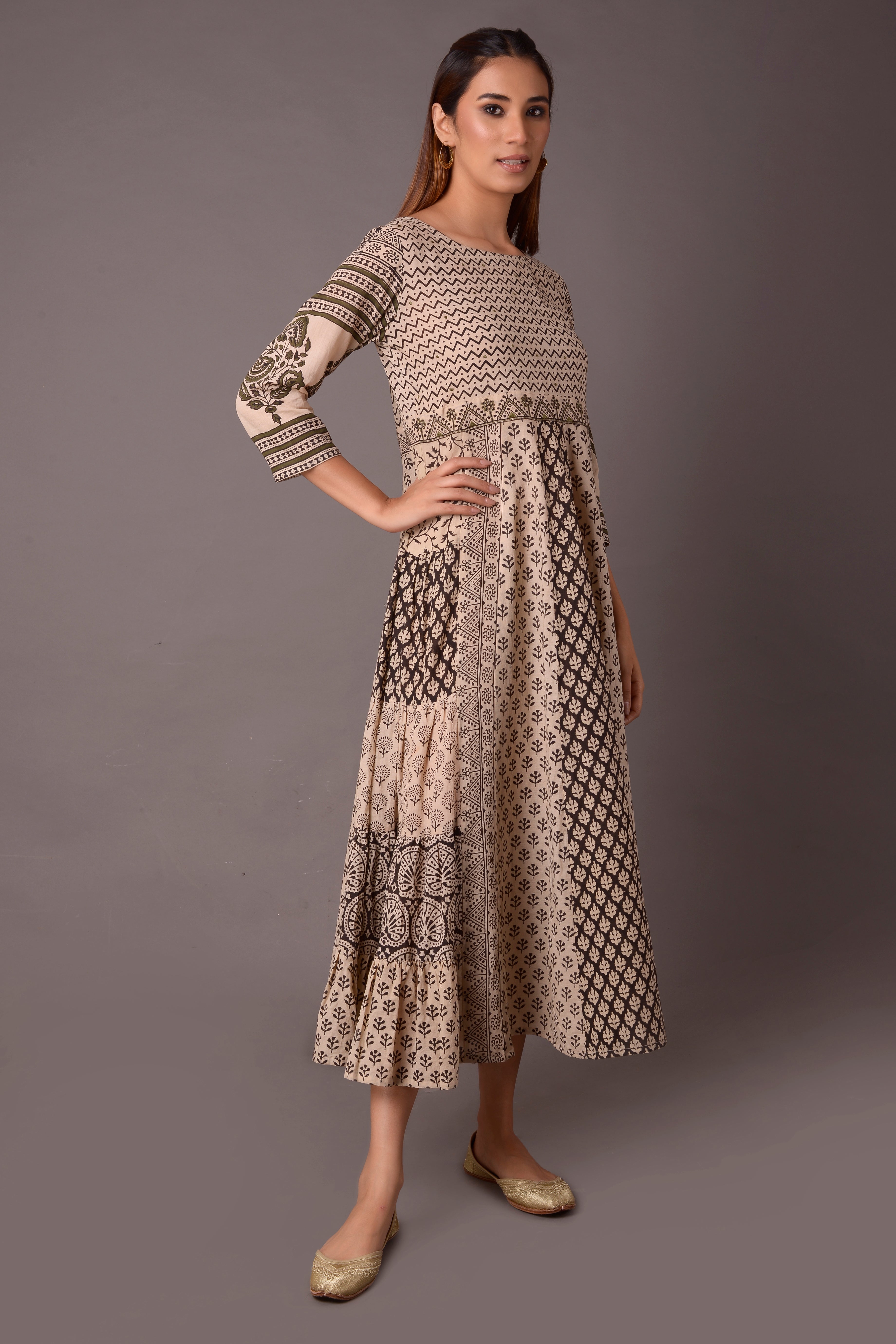 COTTON BLOCK PRINT DRESS