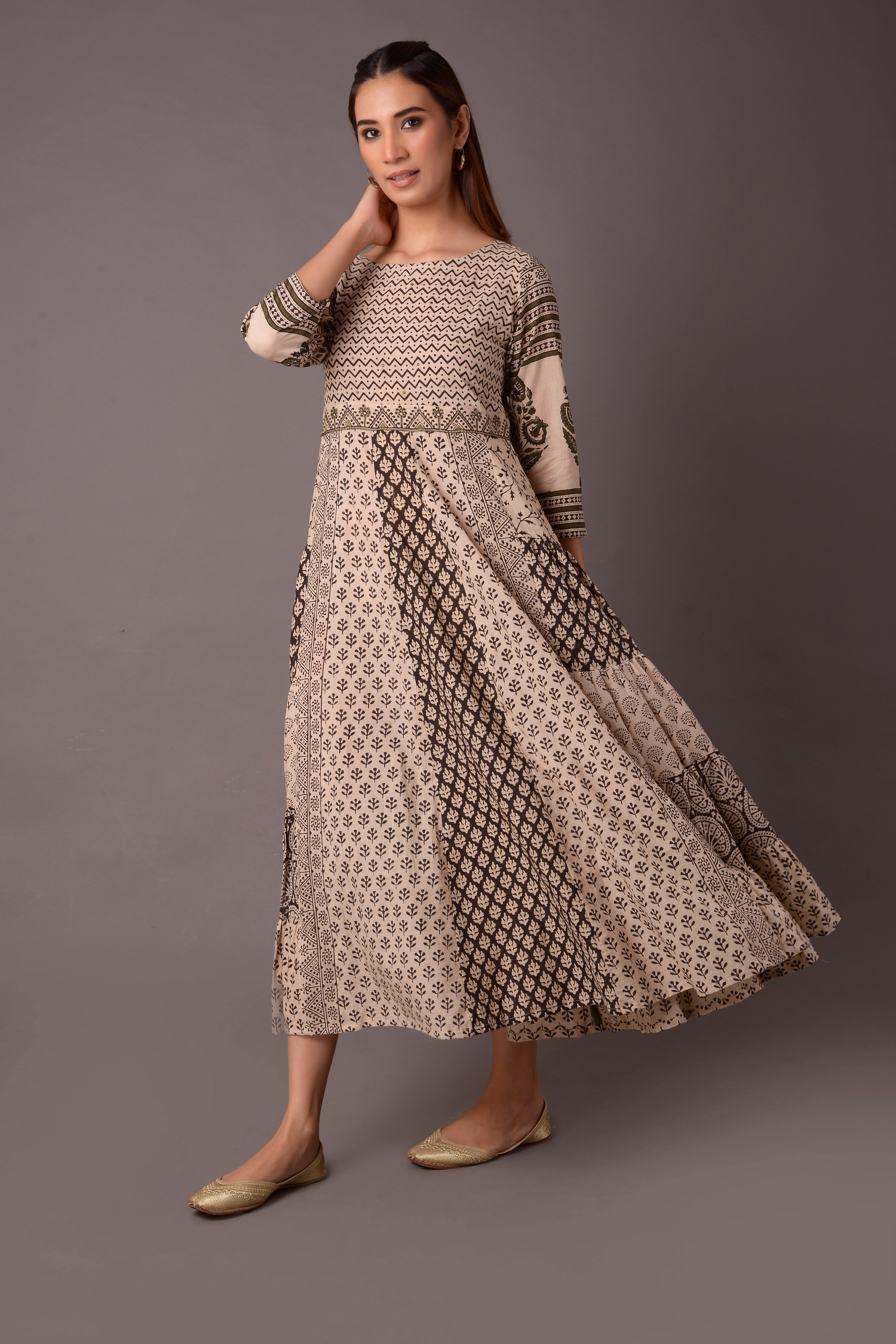 COTTON BLOCK PRINT DRESS