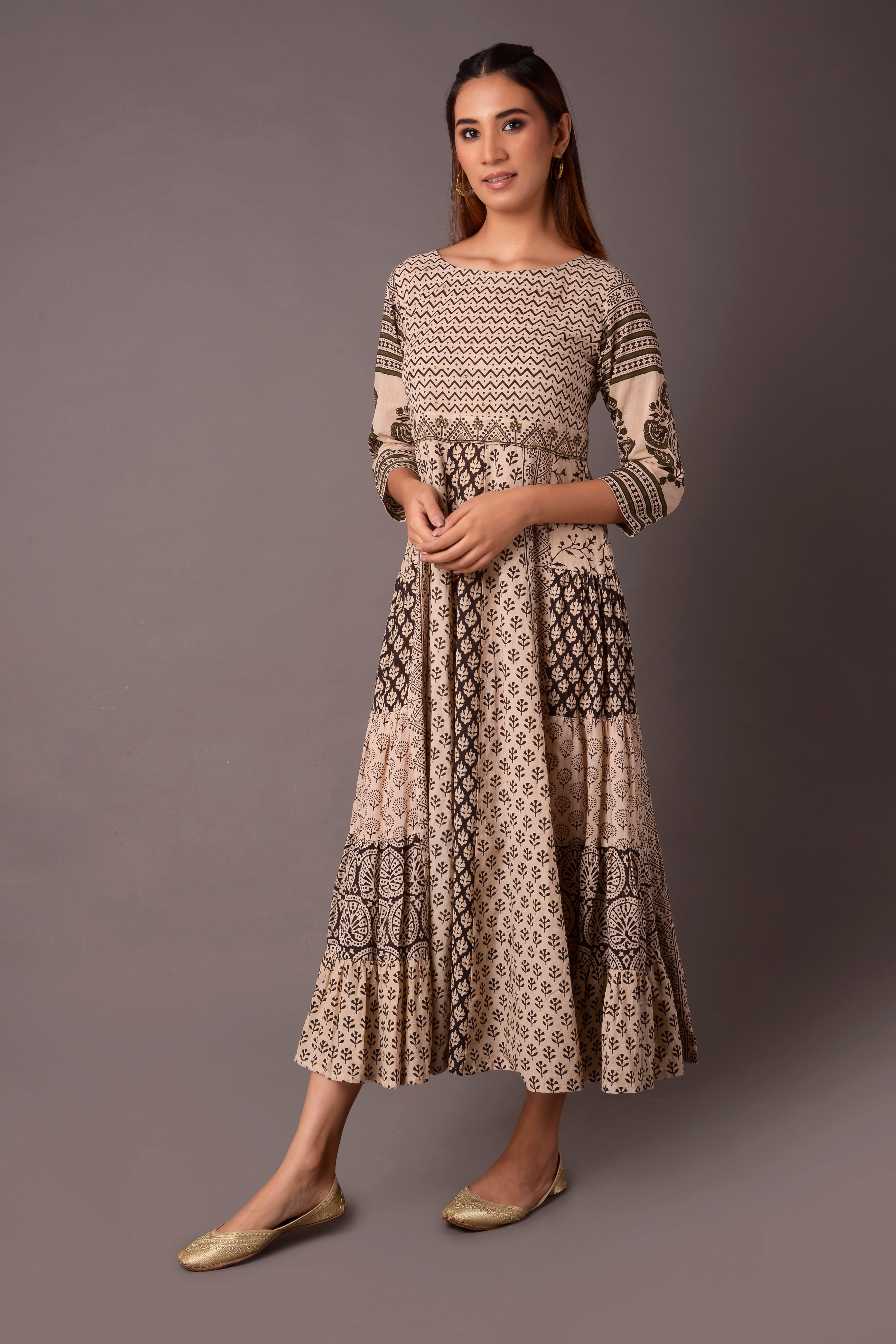 COTTON BLOCK PRINT DRESS