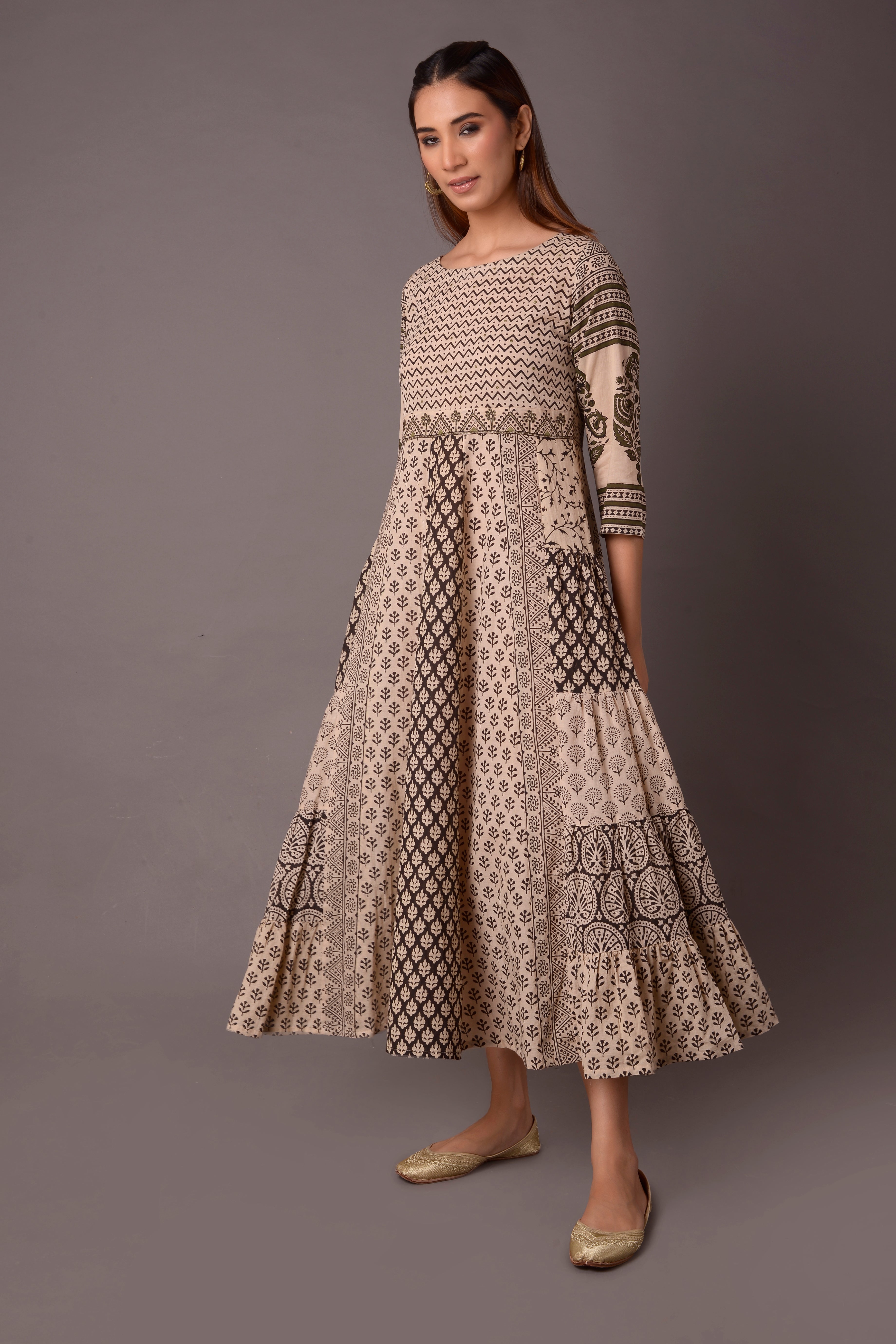 COTTON BLOCK PRINT DRESS