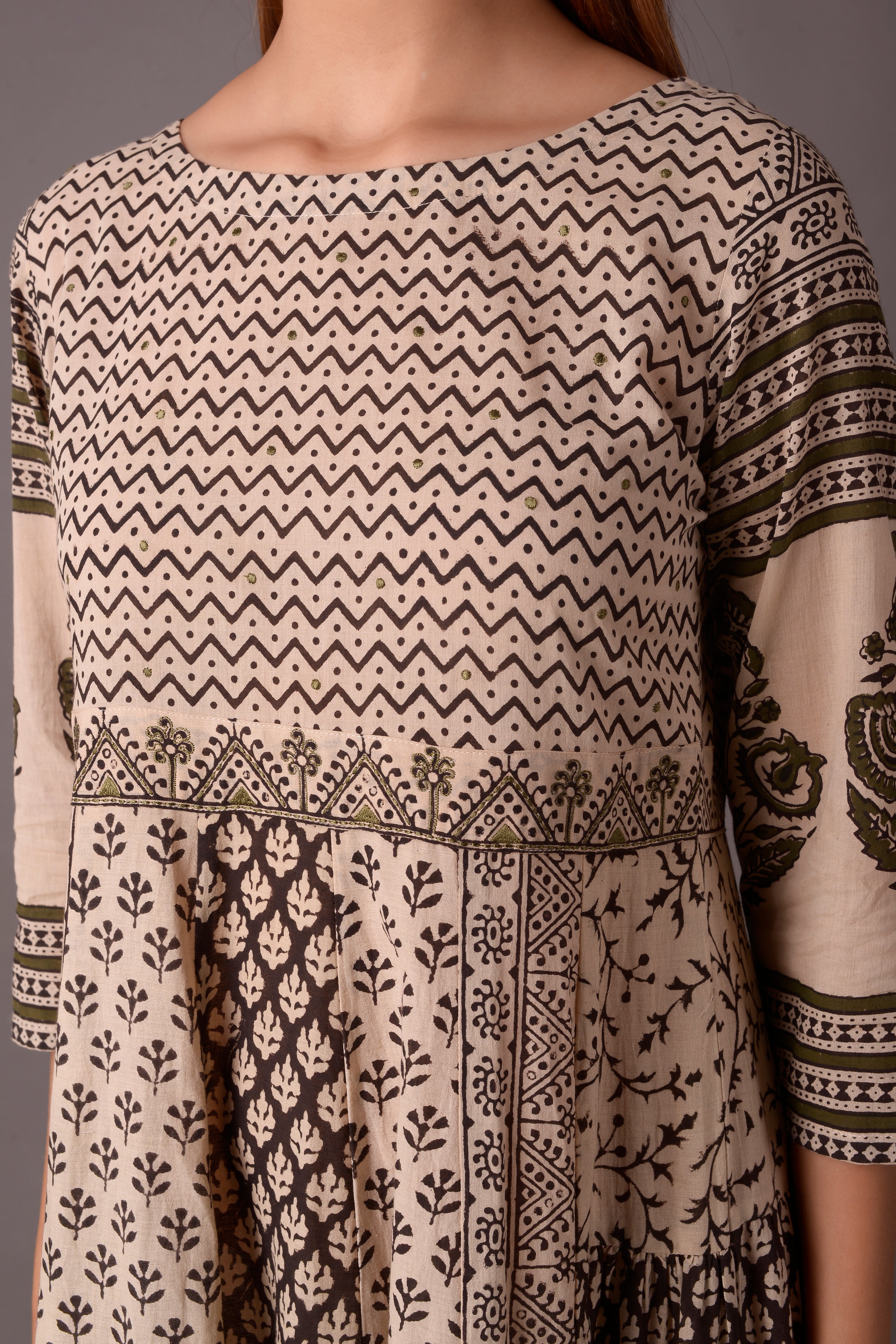 COTTON BLOCK PRINT DRESS