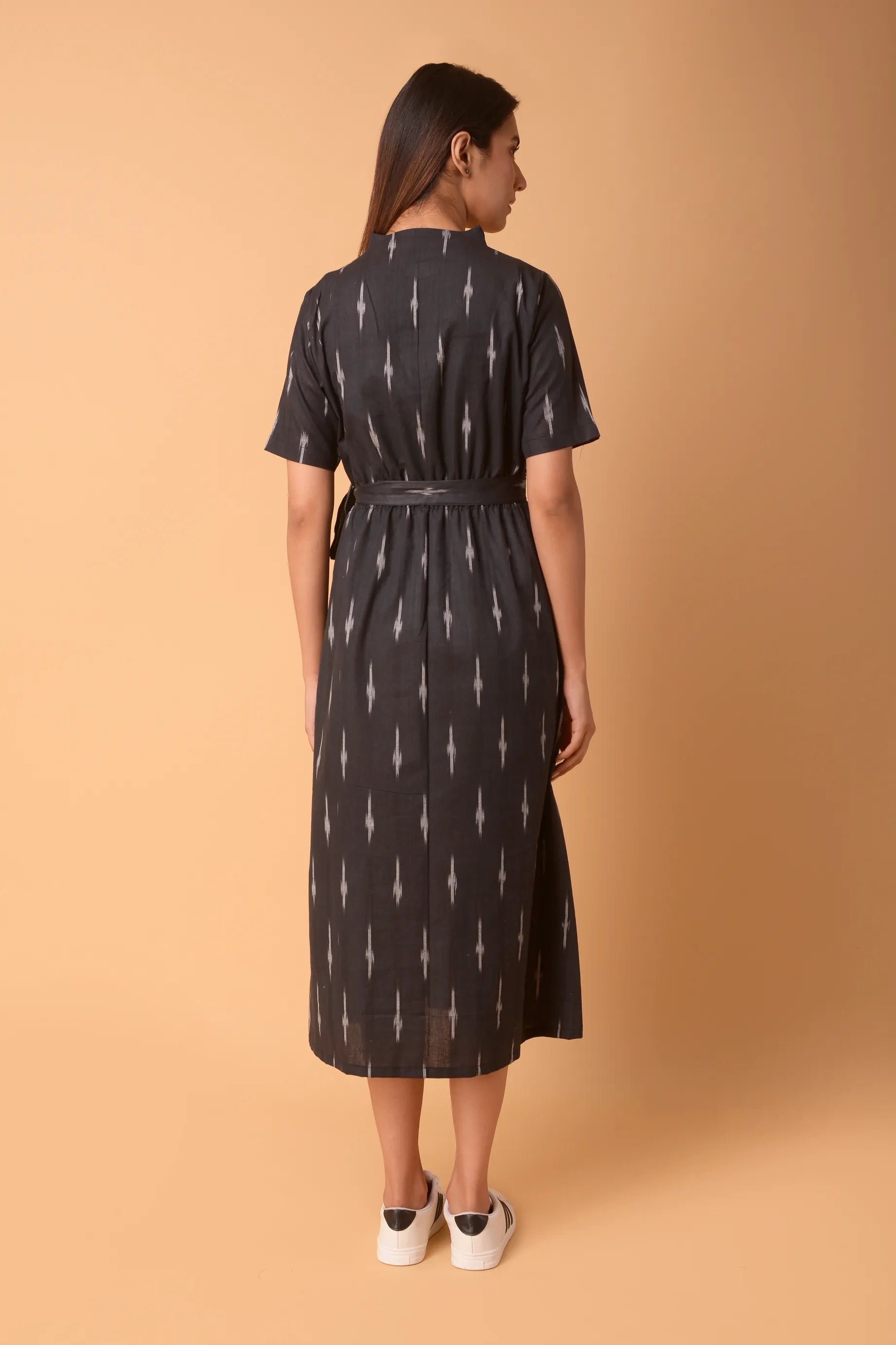 BLACK COTTON SMOCKING DRESS